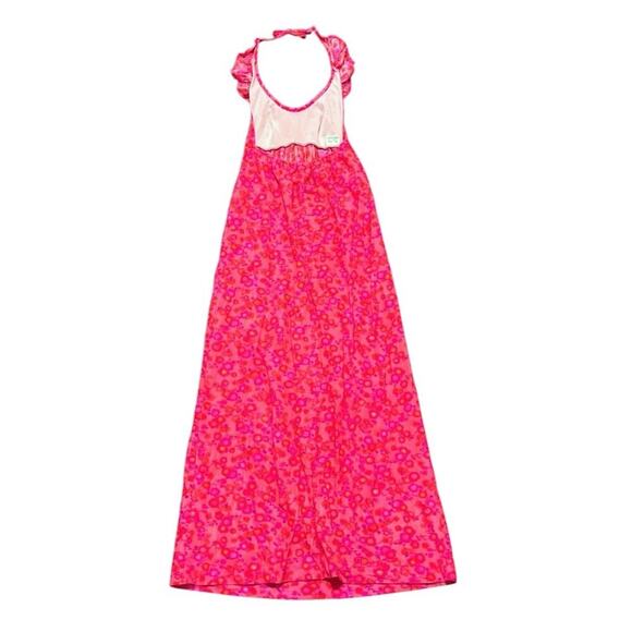 Vintage High Tide Hawaiian Psychedelic Bright Floral Halter Maxi Dress - Picture 2 of 9